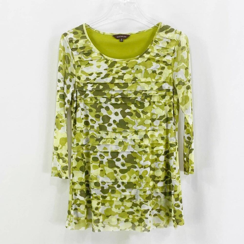 MULTIPLES Green Camo Polyester Round Neck Lined B… - image 8